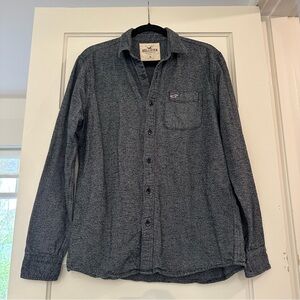 Hollister Grey Flannel Shirt Button Down Size M EUC